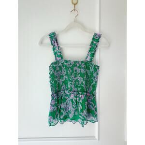 Lily Pulitzer Smocked Top Green and Purple Size S
